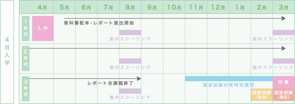 通信課程3年間スケジュール