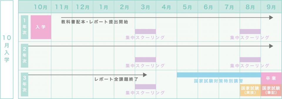 通信課程3年間スケジュール